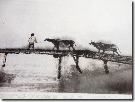 蘇州山水画　「晩歸」　農夫と牛