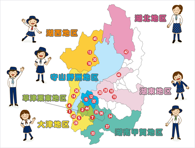 ガールスカウト滋賀県地区マップ